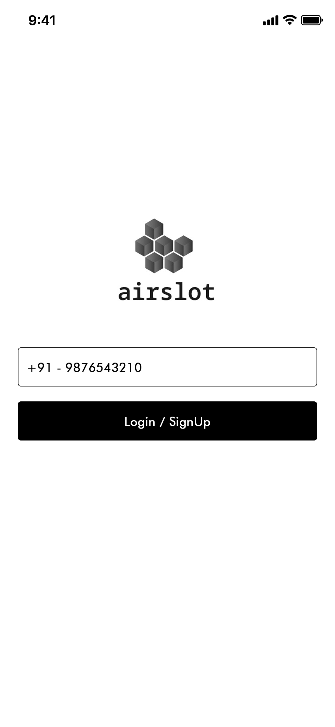 AirSlot App UI/UX Design app screens, screenshot 1 of 8