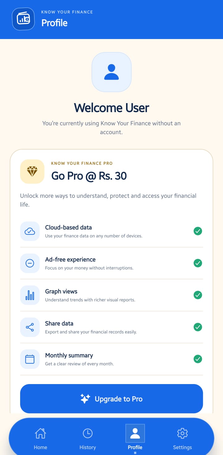 KnowYourFinance Web And App app screens, screenshot 7 of 9